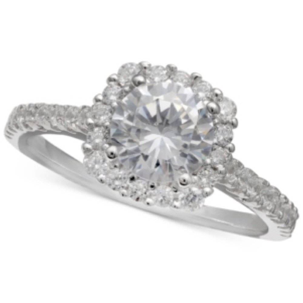 Giani Bernini Cubic Zirconia Halo Ring, - Silver Elegant Silver Halo Ring size9